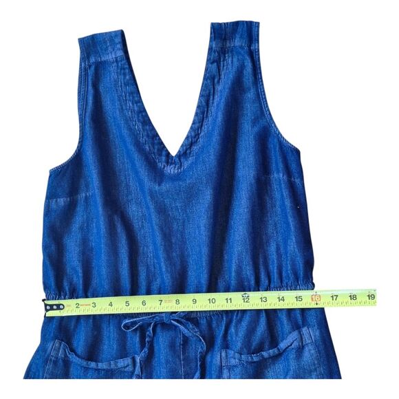 Waist Defined Utility Jumpsuit Old Navy Sleeveless Chambray V Neck Wide Leg L - Picture 13 of 16